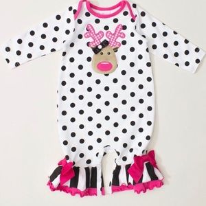 Ricrac and ruffles reindeer romper, VGUC, 6/9m